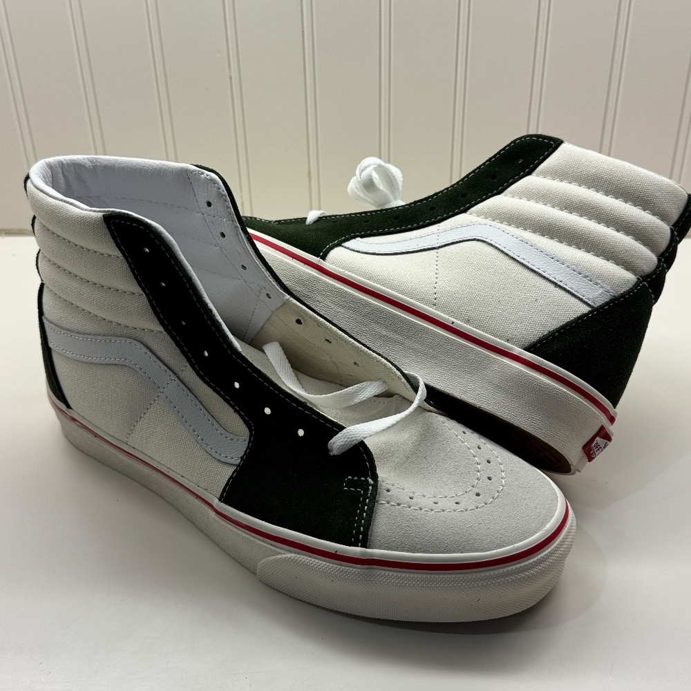 Vans Green and White High-Top Sneakers